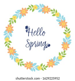 Wallpaper design for hello spring greeting card, with modern style of yellow floral frame. Vector