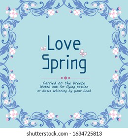 Wallpaper design for love spring card, with elegant leaf and floral frame decoration. Vector