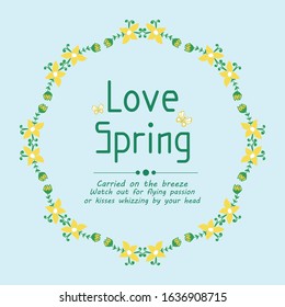 Wallpaper design for love spring card, with elegant leaf and floral frame decoration. Vector