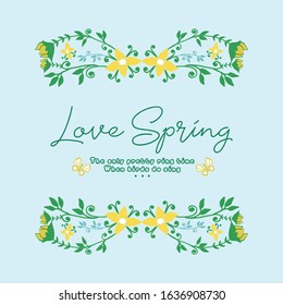 Wallpaper design for love spring card, with elegant leaf and floral frame decoration. Vector