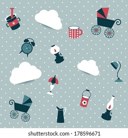 Wallpaper design. Retro stuff concept.