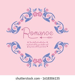 Wallpaper design for romance greeting card, with cute style of pink floral frame. Vector