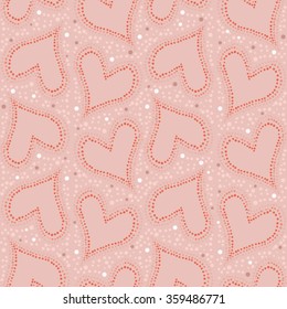 Wallpaper with dot hearts for Valentines day. Cute pattern.