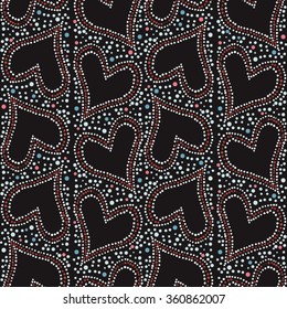 Wallpaper with dot hearts for Valentines day. Cute pattern.