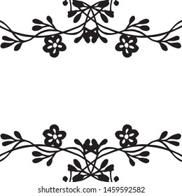 Wallpaper element of card, decorative frame, with cute flowers. Vector