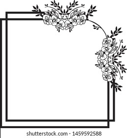 Wallpaper element of card, decorative frame, with cute flowers. Vector