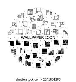 Iconos de línea plana de fondo de escritorio. Colocación de papel y rollos de papel de pared símbolos de línea de concepto.Ilustración vectorial plana simple para sitio web o aplicación móvil