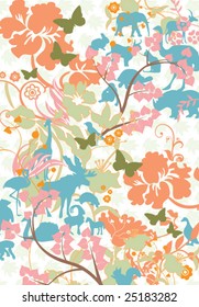 wallpaper - floral & fauna elements