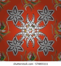 Wallpaper. Floral seamless pattern. Orange and white ornament. Seamless background. Colorful flowers.