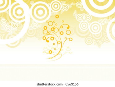 Wallpaper with flourish and circles, vector illustration