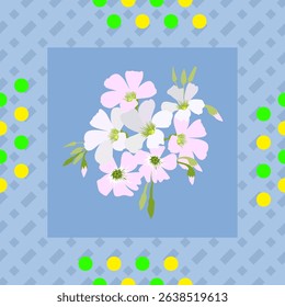 Wallpaper with flower drawing on light blue background