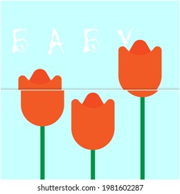 Wallpaper with flowers in paper style