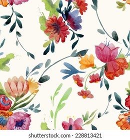 wallpaper, flowers, watercolor