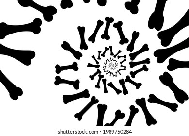 Wallpaper in the form of a spiral of bones for dogs. Dog dreams. Vector illustration.