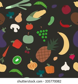 Wallpaper with fruits and vegetables