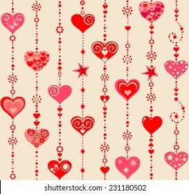 Wallpaper With Funny Hanging Hearts