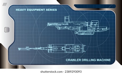 The wallpaper of A futuristic dashboard and screen with heavy equipment hologram interface technology. Crawler Drilling Machine model.