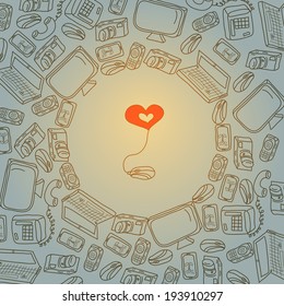Wallpaper with gadgets and heart