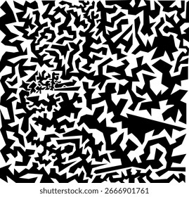 Tapete mit geometrischen Mustern.Silhouette unregelmäßige Formen.
Verschiedene geometrische Formen. Schwarz-Weiß-Farbe. Nahtlose Textur.