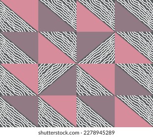 Wallpaper with geometric shapes in pink and gray tones, print pattern for fabrics, stickers and architectural projects.
