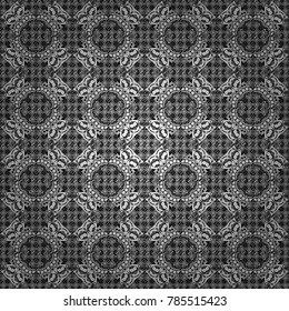 Wallpaper in the geometrical style. Abstract ornament. Graphic vector pattern. A seamless background. Black, white and gray texture.