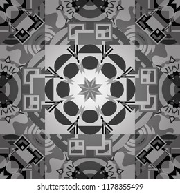 Wallpaper in the geometrical style. White, gray and black texture. Abstract ornament. A seamless background. Graphic vector pattern.