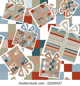 Wallpaper with gift boxes, vector illustration