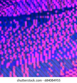 Wallpaper with glitch texture. Purple background with abstract noise pattern. Backdrop with geometric technology computer graphic and broken pixel. Vector