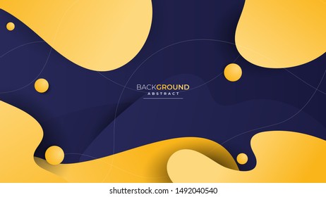 Wallpaper Gradient Geometric Background Abstract. Liquid Shape Fluid Design. Web Design Futuristic Banner Template Media Post Sale. Colorful motion Dark Blue Orange Yellow. Vector eps10