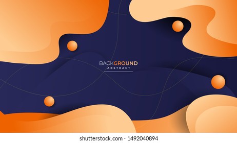 Wallpaper Gradient Geometric Background Abstract. Liquid Shape Fluid Design. Web Design Futuristic Banner Template Media Post Sale. Colorful motion Dark Blue Orange. Vector eps10