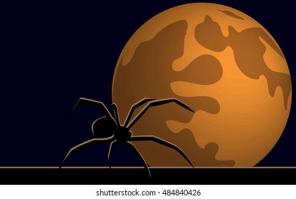 Wallpaper Halloween moon spider, vector
