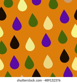 Wallpaper for Halloween.Seamless wallpaper in autumn colors. Vector seamless pattern of drops of different color. Pattern with autumn drops. Brown-green seamless wallpaper.