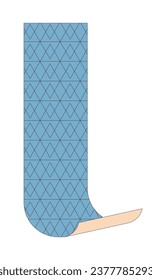 Papel tapiz colgando un objeto de caricatura lineal 2D. Papel de pared de pelado y palo de fondo blanco del elemento vector de línea aislado. Reforma interior en casa. Ilustración de manchas planas de color en el sitio de construcción residencial