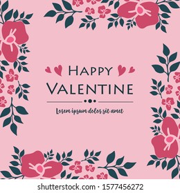Wallpaper for happy valentine poster, with cute leaf flower frame texture. Vector