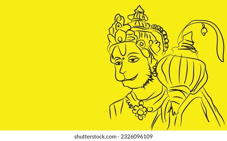 Wallpaper Hindu God Lord Hanuman isolated yellow background