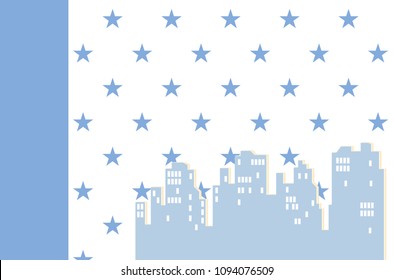 Wallpaper with houses for a child's room. Vector illustration. Baby boys bedroom interior wall-papers for walls. The silhouette of the night city.