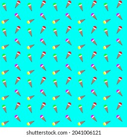 wallpaper ice cream pattern,  for cards, wrapping paper, symbols, blue background. vector illustration