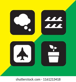 wallpaper icon. 4 wallpaper set with cloud, wave, spring and black and white vector icons for web and mobile app