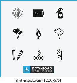 Wallpaper icon. collection of 9 wallpaper filled and outline icons such as hair barrette, heart shaped air balloon, smoke. editable wallpaper icons for web and mobile.