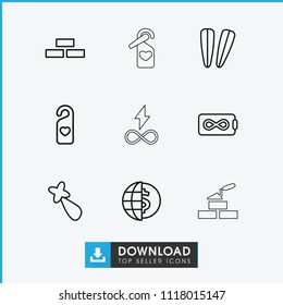 Wallpaper icon. collection of 9 wallpaper outline icons such as brick wall, hair barrette, globe dollar, endless battery. editable wallpaper icons for web and mobile.