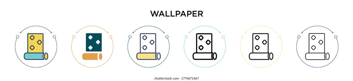 Wallpaper icon in filled, thin line, outline and stroke style. Vector illustration of two colored and black wallpaper vector icons designs can be used for mobile, ui, web
