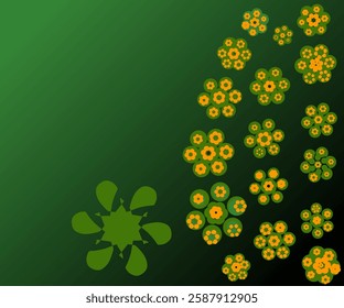 Wallpaper illustration design of green floral motif