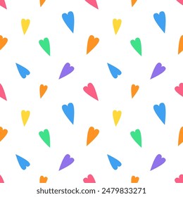 Wallpaper illustration with diverse hearts, gay pride background print.