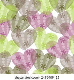  Wallpaper illustration with diverse hearts, gay pride background print. Seamless pattern. Multicolored hearts. 