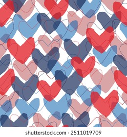 Ilustración de Fondo de pantalla con corazones diversos, impresión de fondo del orgullo gay.  Ilustración vectorial para el día de San Valentín, boda, día de fiesta, amor 