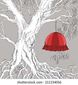 wallpaper illustration of the tree and lampshade