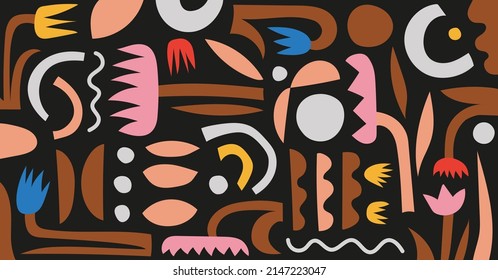 Wallpaper with the image of drawn flowers. Drawing style. Various colorful flowers for drawing, textile. Interior painting. Flat design. Hand drawn fashion vector illustration.