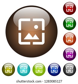 Wallpaper image white icons on round color glass buttons