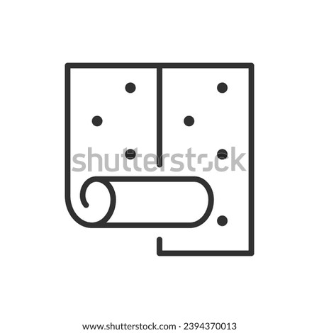 Wallpaper installation, linear icon, wallpaper on the wall. Line with editable stroke