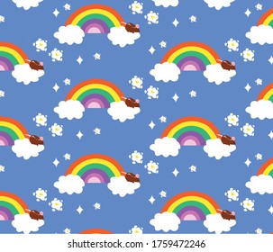 wallpaper for the kids room. cloud rainbow mouse
